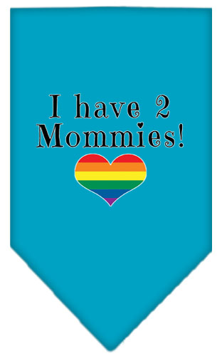 I Have 2 Mommies Screen Print Bandana Turquoise Small